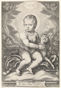 Siedzący Chrystus Dzieciątko z Barankiem autorstwa Jacob Matham