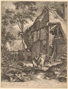 Abraham wyrzuca Hagar autorstwa Jacob Matham, after Abraham Bloemaert
