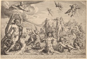 Triumf Neptuna i Tetydy autorstwa Jacob Matham, after Bartholomaeus Spranger