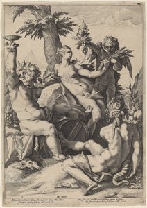 Sojusz Wenus z Bachusem i Ceres autorstwa Jacob Matham, after Hendrick Goltzius
