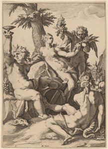 Wenus, Bachus i Ceres autorstwa Jacob Matham after Hendrik Goltzius