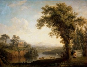 „Zabytkowy krajobraz z grobowcem Faetona”, 1785. autorstwa Jacob Philip Hackert