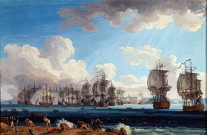 „Bitwa morska pod Chesmą 5 lipca 1770”, XVIII wiek. autorstwa Jacob Philip Hackert