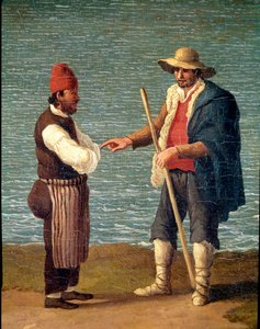 Pasterz i kupiec w porcie Monopoli, Apulia, Włochy (pasterz i kupiec w Monopoli) Obraz Jacoba Philippa Hackerta dit Hackert d