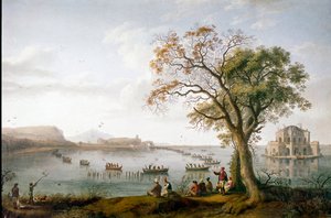 Polowanie na łyski Ferdynanda I z Obojga Sycylii nad jeziorem Fusaro w pobliżu Neapolu we Włoszech autorstwa Jacob Philippe Hackert