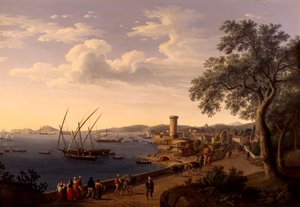 Port Gaeta, molo i forteca — Jacob Philipp Hackert autorstwa Jacob Philippe Hackert