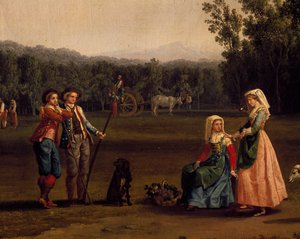 Wycieczka do posiadłości królewskich Caserty (olej na płótnie) autorstwa Jacob Philippe Hackert