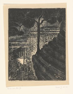 Staw karpiowy w Elswout w Overveen autorstwa Jacob Pieter van den Bosch (signed by artist)