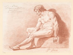 Siedzący mężczyzna nago, widok z boku (II nagroda 1788)