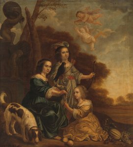 Portret córek artysty Geertruyt, Margriet i Anny Delff (Portret trzech małych dziewczynek w krajobrazie) autorstwa Jacob Willemsz. Delff (II)