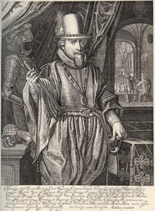 Portret Maurycego de Nassau (1567-1625), księcia Orange, hrabiego Nassau. Rycina Willema Jacobsza Delffa (1580-1638) XVII wiek autorstwa Jacob Willemsz Delff