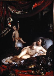 Alegoryczne Vanitas z Homo Bulla (Człowiek jest jak bańka) i Świat kobiety (Lady World) 1654 (olej na płótnie)