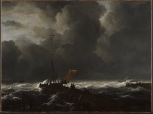 Wzburzone morze przy molo autorstwa Jacob van Ruisdael