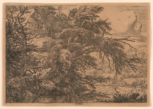 Domek kryty strzechą na wzgórzu autorstwa Jacob van Ruisdael
