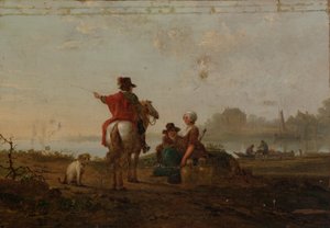 Holenderski krajobraz z postaciami autorstwa Jacob van Strij