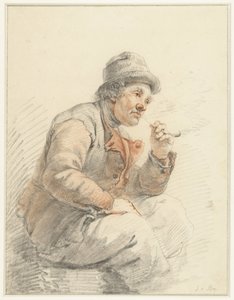 Siedzący, palący fajkę rolnik autorstwa Jacob van Strij