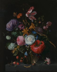 Kwiaty w szklanym wazonie, ok.1670