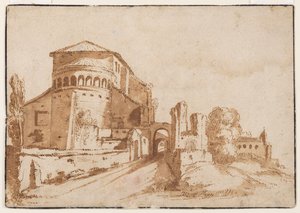 Widok Santi Giovanni e Paolo a Celio, Rzym autorstwa Jacob van den Ulft