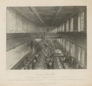 Sala listonoszy zaaranżowana do wysyłki gazet autorstwa Jacob van der Heyden