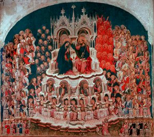 Koronacja Matki Boskiej w Raju obraz na drewnie autorstwa Jacobello del Fiore (1370-1439). XV-wieczna Galeria Akademii Weneckiej