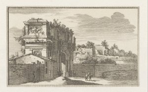 Łuk Konstantyna w Rzymie Widoki Rzymu (tytuł serii) La Galerie agreable du mond (...) divisée en LXVI tomes...Cette partie comprend le Rome moderne (tytuł serii) Budynki Magesyn der Italiaense (tytuł serii) autorstwa Jacobus Baptist