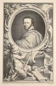 Portret Bena Johnsona, ilustracja z „Heads of Illustrious Persons of Great Britain”, wyd. autor: Knapton, Londyn 1742 autorstwa Jacobus Houbraken