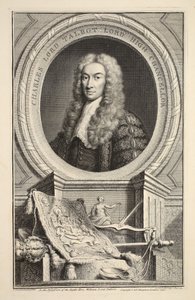 Portret Karola, Lorda Talbota, ilustracja z „Głów wybitnych osobistości Wielkiej Brytanii”, wyd. autor: Knapton, Londyn 1742 autorstwa Jacobus Houbraken