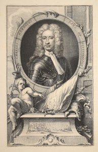 Portret Charlesa Mordaunta, hrabiego Peterborough, ilustracja z książki "Heads of Illustrious Persons of Great Britain", wydanej przez Knapton, Londyn 1742. autorstwa Jacobus Houbraken