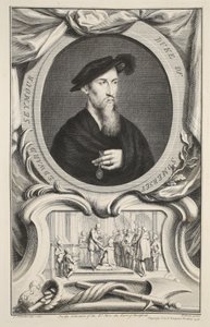 Portret Edwarda Seymoura, księcia Somerset, ilustracja z książki "Heads of Illustrious Persons of Great Britain", wydanej przez Knapton, Londyn 1742. autorstwa Jacobus Houbraken