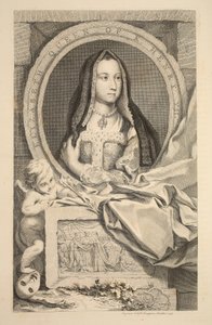 Portret Elżbiety, królowej Henryka VII, ilustracja z „Głów wybitnych osobistości Wielkiej Brytanii”, wyd. autor: Knapton, Londyn 1742 autorstwa Jacobus Houbraken