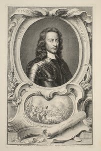 Portret Johna Hampdena, ilustracja z „Heads of Illustrious Persons of Great Britain”, wyd. autor: Knapton, Londyn 1742 autorstwa Jacobus Houbraken