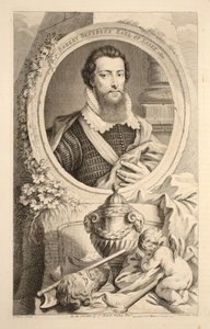 Portret Roberta Devereux, hrabiego Essex, 1601, ilustracja z „Głowy wybitnych osobistości Wielkiej Brytanii”, wyd. autor: Knapton, Londyn 1742 autorstwa Jacobus Houbraken
