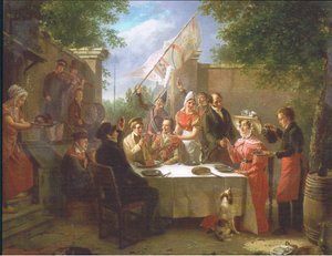 Uczta weselna, z nieznanego źródła czasopisma lub książki autorstwa Jacob Joseph Eckhout