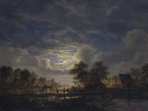 Wieś nad kanałem, 1840 autorstwa Jacobus Theodorus Abels