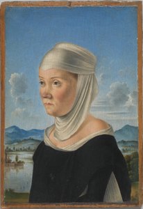 Portret kobiety, prawdopodobnie zakonnicy z San Secondo; (verso) scena w grisaille