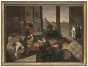 Powołanie świętego Mateusza (olej na płótnie) autorstwa Jacopo (1510 92) (circle) Bassano