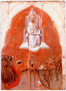 Lewy panel Poliptyku Objawienia: Chrystus z Księgą Życia. Detrempe on wood autorstwa Jacobello Alberegno (ok. 1367-1397) 1360-1390. Gallerie dell