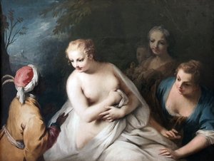 Bathseba im Bade erhält die Botschaft Davids Bathseba w swojej łaźni otrzymuje wiadomość od Dawida autorstwa Jacopo Amigoni