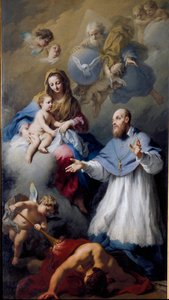 Dziewica z Dzieciątkiem ze św. Obraz Jacopo Amigoniego (1675-1752) 1743 Wenecja, kościół Santa Maria della Fava autorstwa Jacopo Amigoni