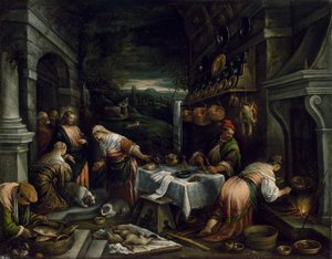Chrystus w domu Marii, Marty i Łazarza autorstwa Jacopo Bassano