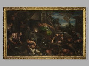 Kuźnia Wulkana, ok. 1580-84 autorstwa Jacopo Bassano