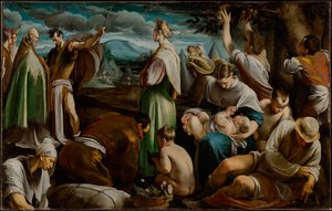 Cud przepiórek autorstwa Jacopo Bassano