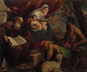 Dziewica z Dzieciątkiem z Janem Chrzcicielem i św. Antonim Opatem, 1560s.