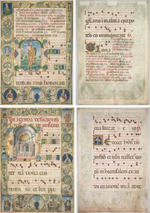 Para graduałów: inicjał (M) ze św. Andrzejem (recto) i Msza za zmarłych (recto) autorstwa Jacopo Filippo d