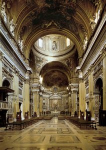 Widok wnętrza Chiesa del Gesu, zbudowanego w latach 1568-75 autorstwa Jacopo Vignola
