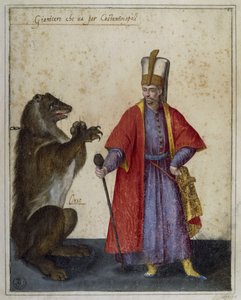 Janissary i niedźwiedź, rysunek Jacopo Ligozzi (1547-1626)