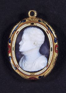Portret księcia Don Carlosa (1545-1568) Hiszpanii. Medalion z kalcedonu autorstwa Jacopo Nizzola da Trezzo
