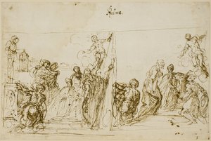 Dwa szkice kompozycyjne do obrazu wotywnego Doge Pasquale Cicogna, Sala del Pregadi, Palazzo Ducale, Wenecja autorstwa Jacopo Palma