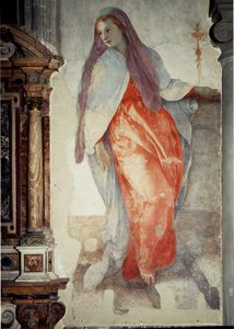 Zwiastowanie. Detal Matki Boskiej - Fresco autorstwa Jacopo Pontormo