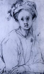 Rysunek kredą zatytułowany "Studium młodej dziewczyny" autorstwa Pontormo autorstwa Jacopo Pontormo